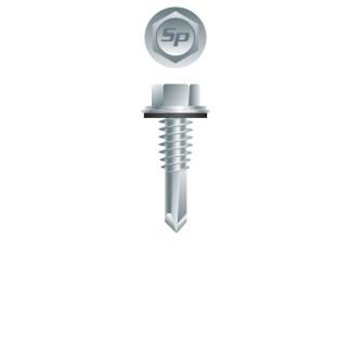 12-24 x 7/8 Unslotted Indented Hex Washer Head with Bonded Washer Self-Drilling Screw Zinc Plated