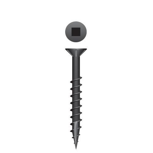 8 x 1-1/2 Square Drive Flat Head with Nibs Particle Board Screw Type 17 Black Oxide