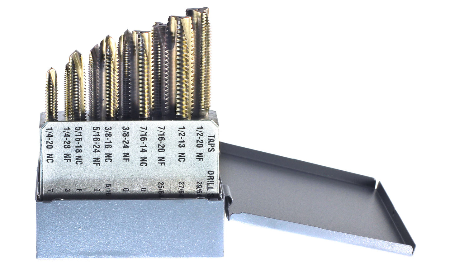 DRILLCO DRL2100A10 - 10PC TAP SET 1/4-20 THRU 1/2-20 SERIES 2100 TAPS
