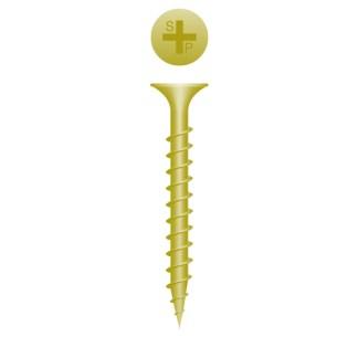 7 x 2 Phillips Bugle Head Deck Screw Coarse Thread Zinc Plated Yellow