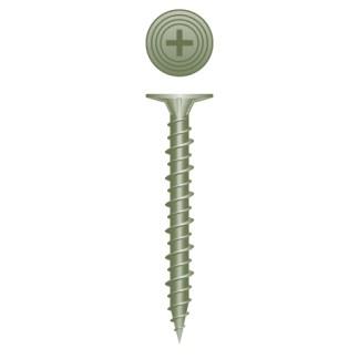 8-15 x 2-1/4 Phillips Wafer Head with Nibs High Low Thread Cement Board Screw Green