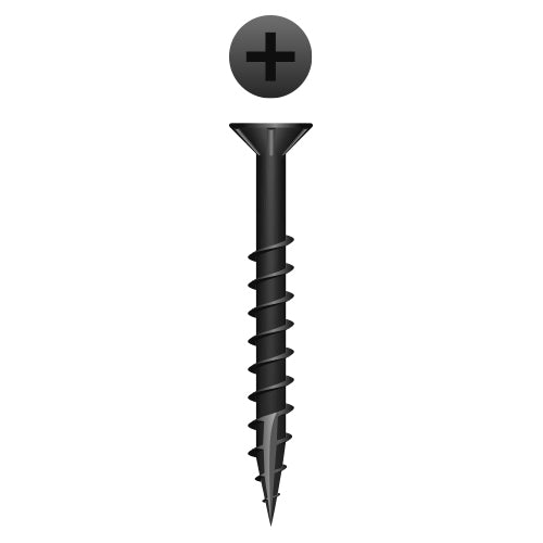 8 x 1-3/4 Phillips Flat Head with Nibs Particle Board Screw Type 17 Black Oxide