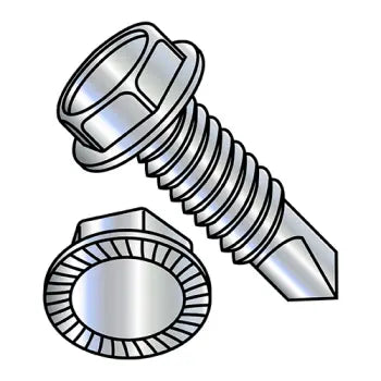 JFAST 141607KWSMS2 - 1/4-20 X 1 7/16AF Unslotted Hex Washer Serrated Self Drilling Screws #2P Zinc and Bake, Case Quantity: 
2,500