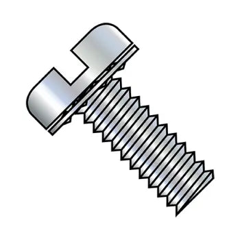 6-32 x 1/2 Slotted Pan Internal Sems Machine Screw Fully Threaded Zinc Plated