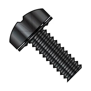 6-32 x 1/2 Phillips Pan Internal Sems Machine Screw Fully Threaded Black Oxide