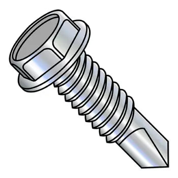 JFAST 1464KWMS - 1/4-20X4  Unslotted Hexwasher Self Drilling Screw Full Thread Zinc and Bake, Case Quantity: 
500
