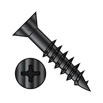 JFAST 0820DPFDB - 8X1 1/4  Phillips Flat Head no Nibs Deep Thread Wood Screw 2/3 Threaded Black Oxide, Case Quantity: 
7,300