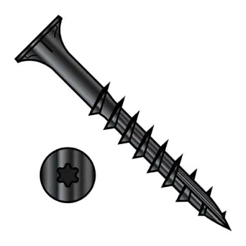 JFAST 0940DTF17B - 9X2 1/2  6 lobe Flat w/Nibs Deep Thread Wood Screw Type 17 2/3 Thread Black Oxide, Case Quantity: 
2,200