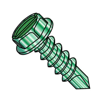 JFAST 0808KSWG - 8-18X1/2  Slot Indent Hexwasher Self Drilling Screw Full Thread Zinc Bake Green, Case Quantity: 
10,000