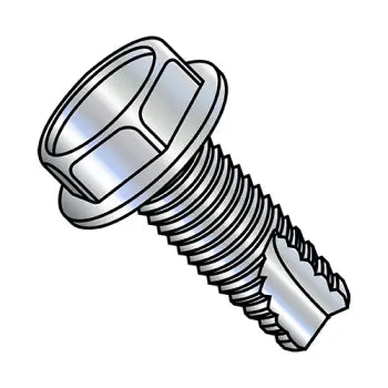 JFAST 10063W - 10-24X3/8  Unslotted Indented Hex Washer Thread Cutting Screw Type 23 Fully Threaded Zinc, Case Quantity: 
8,000