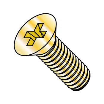 6-32 x 1/2 Phillips Flat Machine Screw Fully Threaded Zinc Yellow