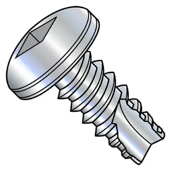6-20 x 1/4 Square Drive Pan Head Thread Cutting Screw Type 25 Fully Threaded Zinc Plated