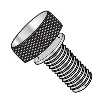 JFAST 0607TKWAL - 6-32X7/16  Knurled Thumb Screw with Washer Face Full Thread Aluminum, Case Quantity: 
100