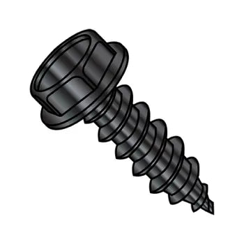 6-20 x 5/8 Unslotted Indented Hex Washer Head Self-Tapping Sheet Metal Screw Type AB Fully Threaded Black O