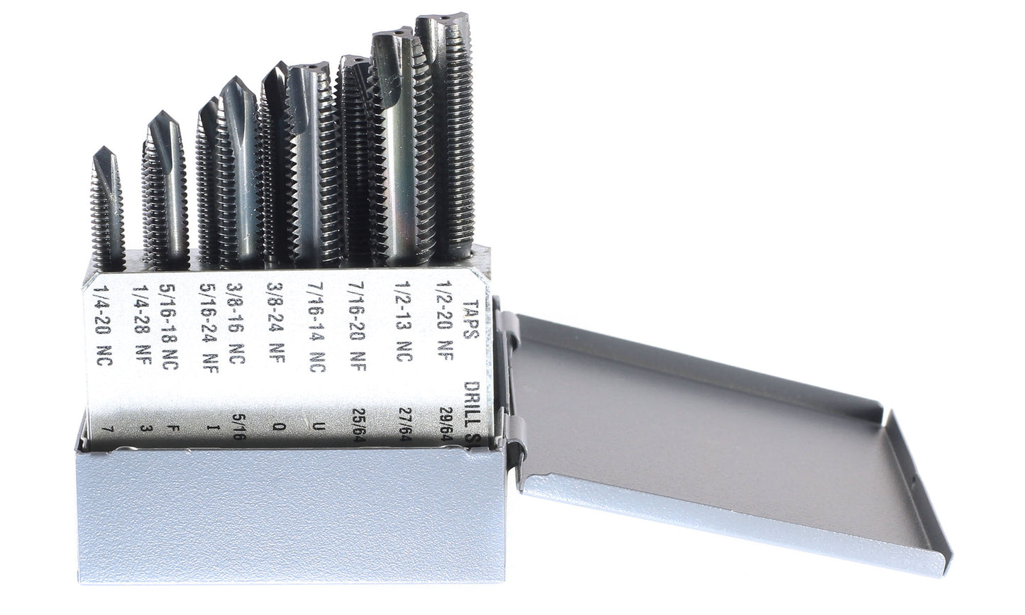 DRILLCO DRL2100N10 - 10PC TAP SET 1/4-20 THRU 1/2-20 SERIES 2100N TAPS