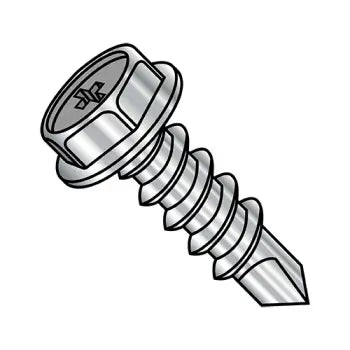 6-20 x 1/2 Phillips Hex Washer Fully Threaded Self Drilling Screw 18-8 Stainless Steel