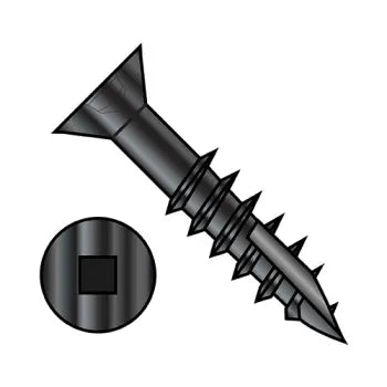 JFAST 1048DQF17DB - 10-9 X 3 Flat Head Nibbed Square Drive Deep Thread Wood Screw Type 17 2/3 Thread Black Oxide, Case Quantity: 
1,500