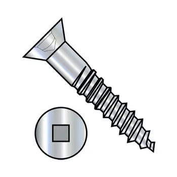 JFAST 1248DQF - 12-11X3  Square Drive Flat Head Full Body Wood Screw 2/3 Thread Zinc, Case Quantity: 
600