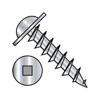 JFAST 0808DQRWD - 8X1/2  Square Drive Round Washer Head Deep Thread Wood Screw Full Thread Zinc Bake, Case Quantity: 
8,000