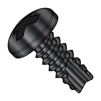 6-20 x 5/16 Phillips Pan Head Thread Cutting Screw Type 25 Fully Threaded Black Oxide and Oil