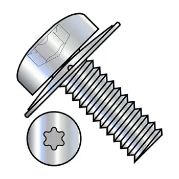 6-32 x 1/2 Six Lobe Pan Head Square Cone Sems Fully Threaded Zinc Plated