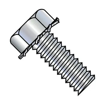 6-32 x 1/2 Unslotted Indented Hex Head External Sems Machine Screw Fully Threadeded Zinc Plated