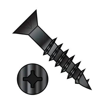 JFAST 0824DXFDB - 8X1 1/2  Square Phillips Drive Flat Head no Nibs DeepThread Wood Screw 2/3 Thrd Black Ox, Case Quantity: 
5,500