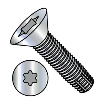6-32 x 1/2 Six Lobe Flat Head Thread Cutting Screw Type F Fully Threaded Zinc Plated