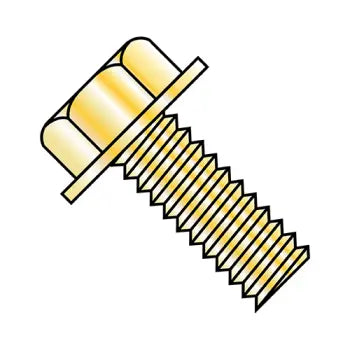 JFAST 1408MWY - 1/4-20x1/2  Unslotted Indented Hex Washer Head Machine Screw Fully Threaded Yellow ROHS, Case Quantity: 
3,000