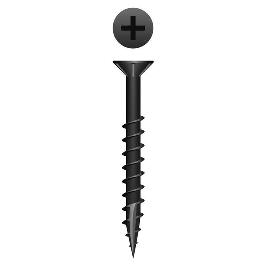 8 x 2 Phillips Flat Head with Nibs Particle Board Screw Type 17 Black Oxide