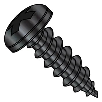JFAST 1020APP188B - 10-12X1 1/4  Phillips Pan Self Tap Screw Type A Full Thread 18 8 Stainless Steel Black Ox, Case Quantity: 
2,000
