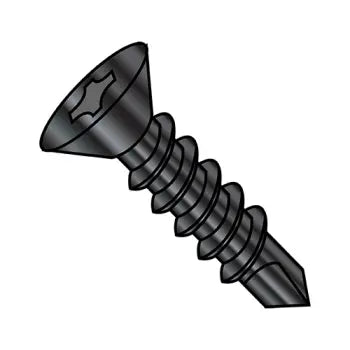 6-20 x 1/2 Phillips Flat Self Drilling Screw Fully Threaded Black Oxide & Oil
