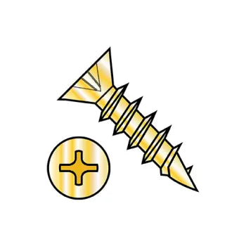 JFAST 08C10DPFDBB - 8 X 5/8  Phillips Flat Hinge Screw Coarse Thread Fully Threaded Steel Bright Brass Finish, Case Quantity: 
10,000