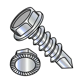 JFAST 1240KWS - 12-14 X 2 1/2 Unslotted Hexwasher Serrated Self Drilling Screw Fully Threaded Zinc and Bake, Case Quantity: 
1,000