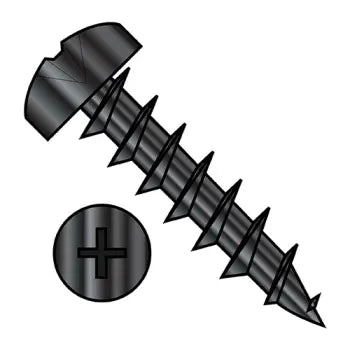 JFAST 1012DPPDB - 10-9X3/4  Phillips Pan Deep Thread Wood Screw Full Thread Black Oxide and Oil, Case Quantity: 
5,000