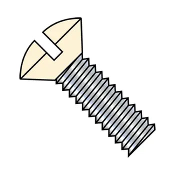 6-32 x 1 Slotted Oval Machine Screw Fully Threaded Zinc Plated with Ivory Painted Head
