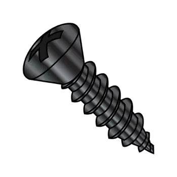 6-20 x 5/8 Phillips Oval Head Self-Tapping Sheet Metal Screw Type AB Fully Threaded Black Zinc Plated