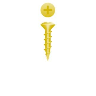 6 x 5/8 Phillips Oval Head Particle Board Screw Bright Brass