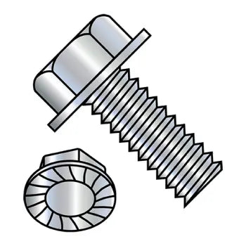 JFAST 1208MWS - 12-24X1/2  Unslotted Indented Hex Washer Head Serrated Machine Screw Full Thread Zinc, Case Quantity: 
5,000
