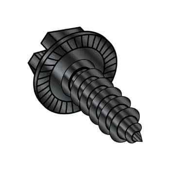 JFAST 0806ABSWSB - 8-18X3/8  Indent Hex Washer Slot Self Tapping Screw Type A B Serrated Full Thread Black Ox, Case Quantity: 
10,000