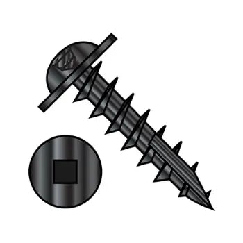 JFAST 0812DQRW17DB - 8X3/4  Square Drive Round Washer Head Deep Thread Wood Screw Type 17 Full Thrd Black Ox, Case Quantity: 
6,000