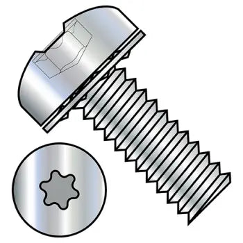 JFAST 0606ITP - 6-32X3/8  Six Lobe Pan Head Internal Tooth Sems Machine Screw Fully Threaded Zinc and Bake, Case Quantity: 
10,000