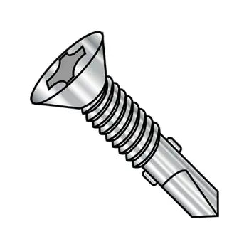 JFAST 1240KPFM441W - 12-24X2 1/2  Phillips Flat Self Drill Screw #4 Point w/Wings Full Thread 410 Stainless Steel, Case Quantity: 
500