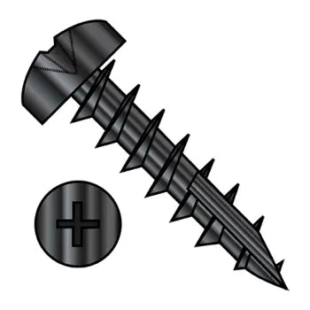 JFAST 1212DPP17B - 12-8X3/4  Phillips Pan Deep Thread Screw Type 17 point Full Thread Black Oxide and Oil, Case Quantity: 
3,000