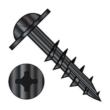 JFAST 1020DXRW17B - 10-9X1 1/4  Square Phillips Drive Round Washer Deep Thread Type17 2/3 Thread Black Oxide, Case Quantity: 
3,300
