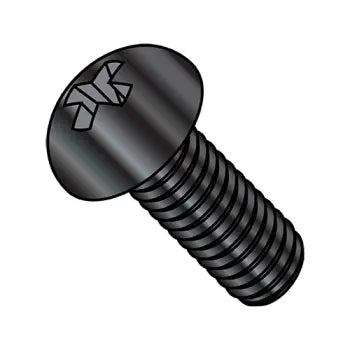 6-32 x 1/2 Phillips Round Machine Screw Fully Threaded Black Zinc Plated
