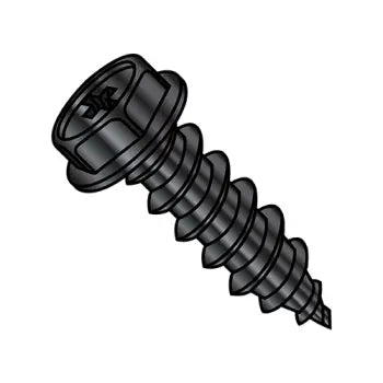 JFAST 0806APWB - 8-15X3/8  Phillips Indented Hex Washer Self Tapping Screw Type A Full Threaded Black Oxide, Case Quantity: 
10,000