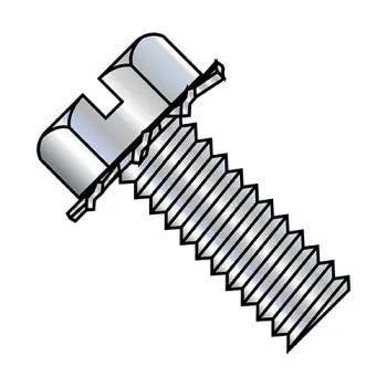 6-32 x 1/2 Slotted Hex Head External Sems Machine Screw Fully Threaded Zinc Plated