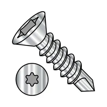 JFAST 1432KTF410 - 1/4-14 X 2 6 Lobe Flat Fully Threaded Self Drilling Screws #2 Partially Threaded Stainless Steel, Case Quantity: 
500