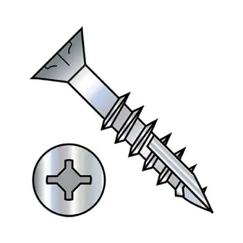 JFAST 0818DXF17D - 8-11X1 1/8  Square Phil Drive Flat w/Nibs Deep Thread Wood Screw 2/3 Thred 17point Zinc Bake, Case Quantity: 
8,000